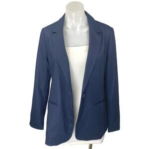 Gap Women's Navy Blue Long Sleeve One Button Blazer Coat Suit Jacket Size 10